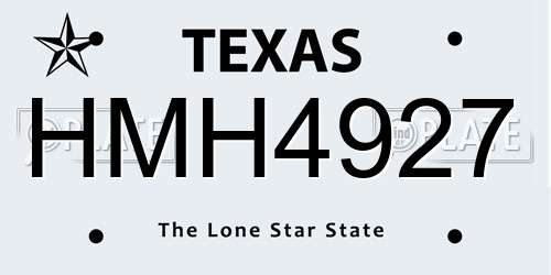 HMH4927 Texas License Plate