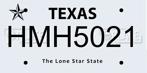 HMH5021 Texas License Plate