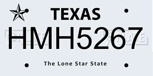HMH5267 Texas License Plate