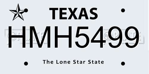 HMH5499 Texas License Plate
