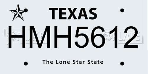 HMH5612 Texas License Plate