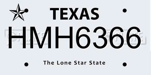 HMH6366 Texas License Plate