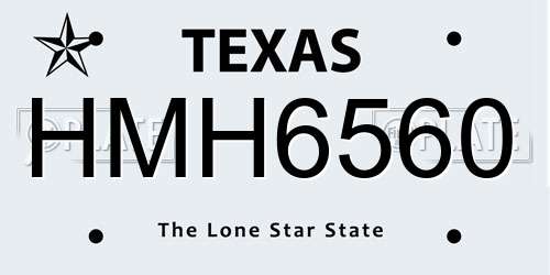HMH6560 Texas License Plate