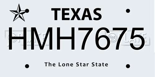 HMH7675 Texas License Plate