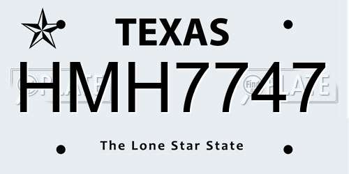 HMH7747 Texas License Plate