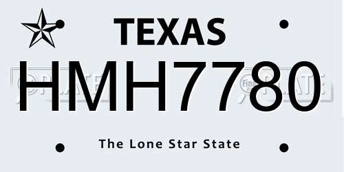 HMH7780 Texas License Plate