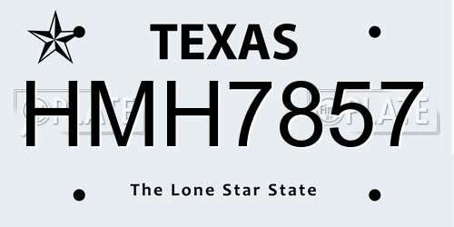 HMH7857 Texas License Plate