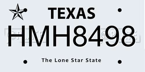 HMH8498 Texas License Plate