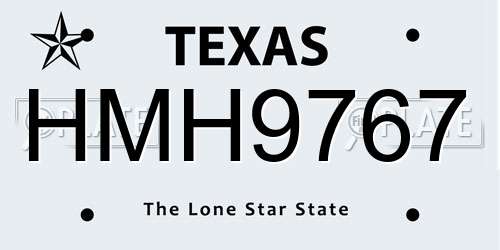 HMH9767 Texas License Plate