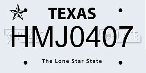 HMJ0407 Texas License Plate