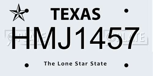 HMJ1457 Texas License Plate