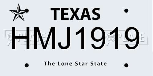 HMJ1919 Texas License Plate