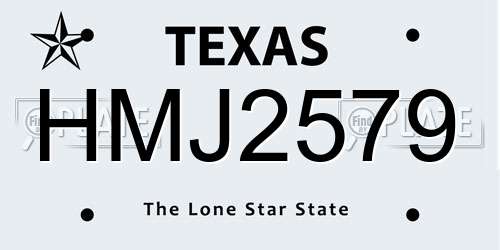 HMJ2579 Texas License Plate