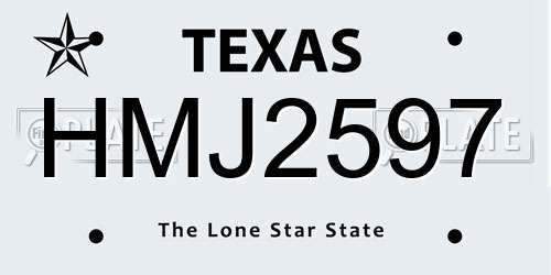 HMJ2597 Texas License Plate