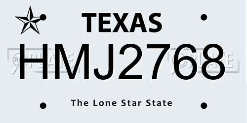 HMJ2768 Texas License Plate