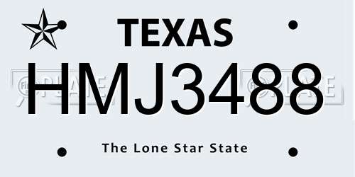 HMJ3488 Texas License Plate