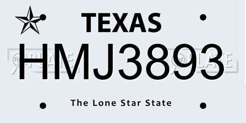 HMJ3893 Texas License Plate