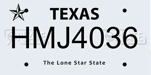 HMJ4036 Texas License Plate