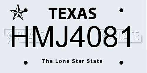 HMJ4081 Texas License Plate