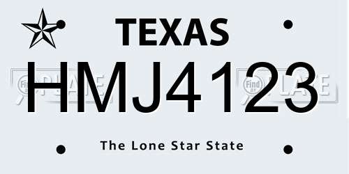 HMJ4123 Texas License Plate