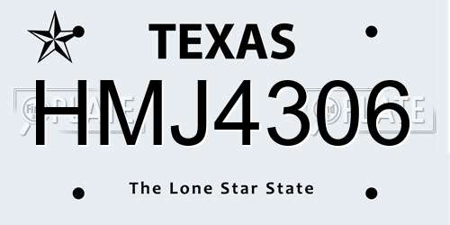 HMJ4306 Texas License Plate