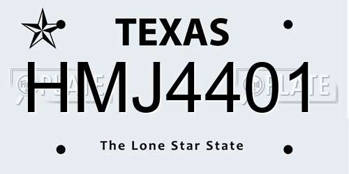 HMJ4401 Texas License Plate