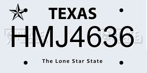 HMJ4636 Texas License Plate
