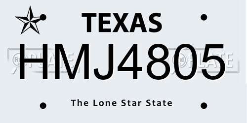 HMJ4805 Texas License Plate