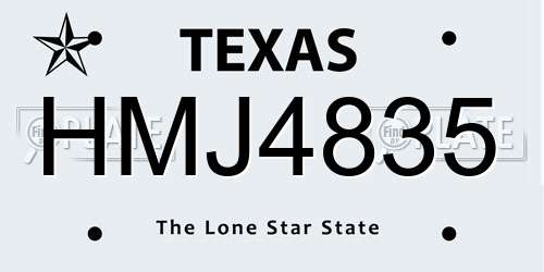 HMJ4835 Texas License Plate