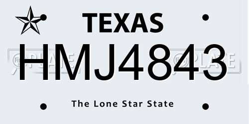 HMJ4843 Texas License Plate