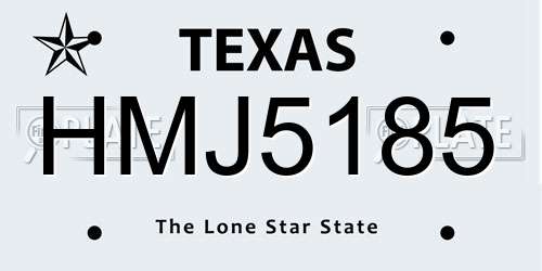 HMJ5185 Texas License Plate