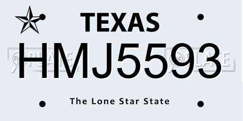 HMJ5593 Texas License Plate