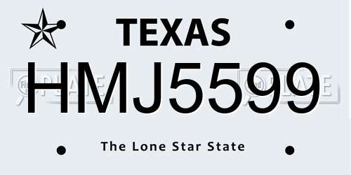 HMJ5599 Texas License Plate