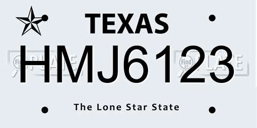 HMJ6123 Texas License Plate