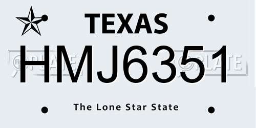 HMJ6351 Texas License Plate