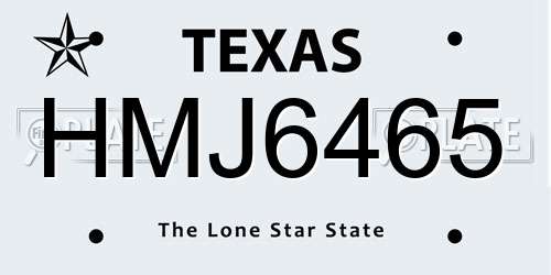HMJ6465 Texas License Plate