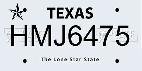 HMJ6475 Texas License Plate