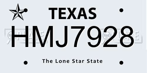 HMJ7928 Texas License Plate
