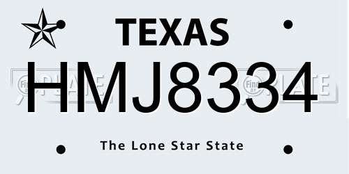 HMJ8334 Texas License Plate