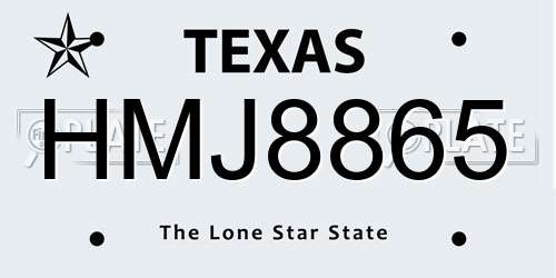 HMJ8865 Texas License Plate