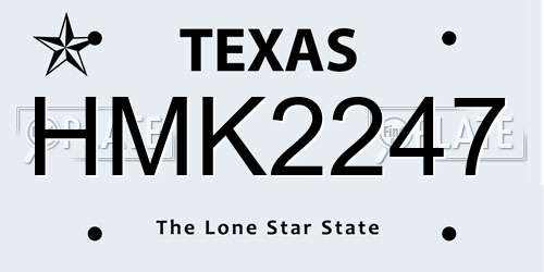 HMK2247 Texas License Plate
