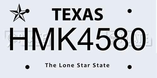 HMK4580 Texas License Plate
