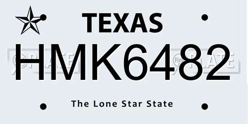 HMK6482 Texas License Plate