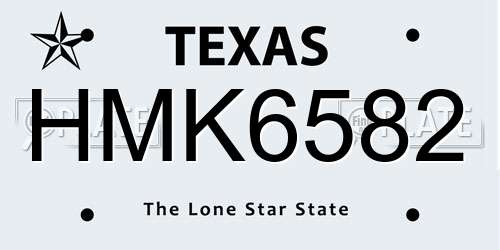 HMK6582 Texas License Plate