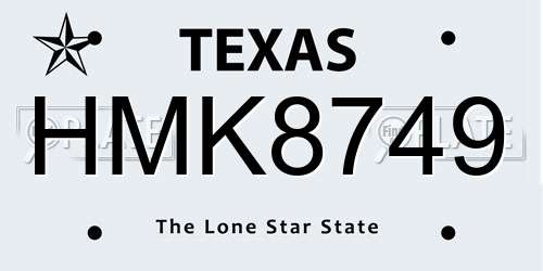 HMK8749 Texas License Plate