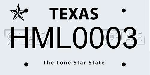 HML0003 Texas License Plate