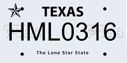 HML0316 Texas License Plate