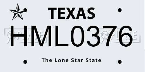 HML0376 Texas License Plate