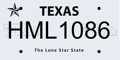 HML1086 Texas License Plate