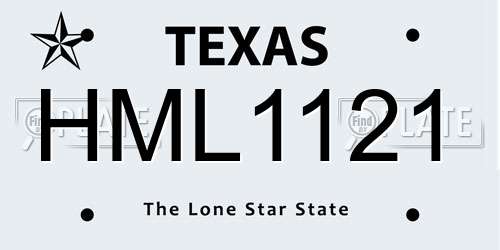 HML1121 Texas License Plate